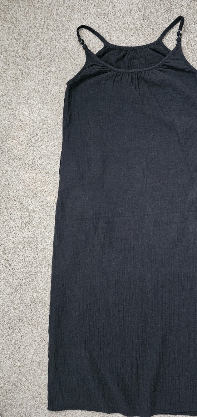 Quince Black Maxi Slip Dress